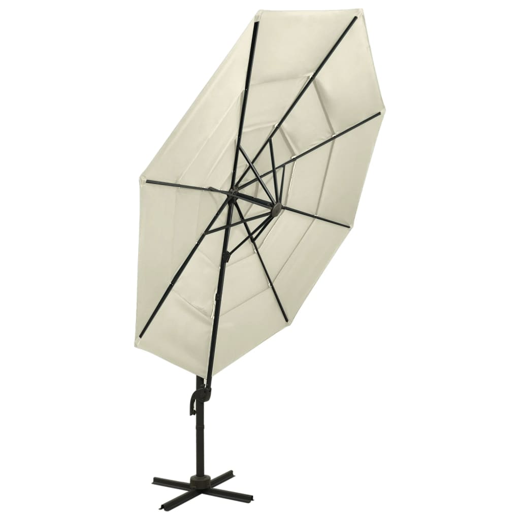 Parasol 4-laags met aluminium paal 3x3 m zandkleurig