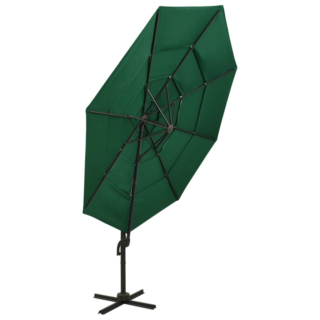 Parasol 4-laags met aluminium paal 3x3 m groen