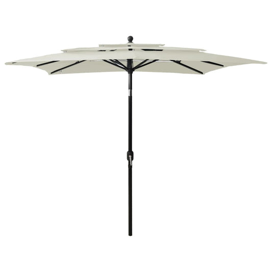 Parasol 3-laags met aluminium paal 2,5x2,5 m zandkleurig