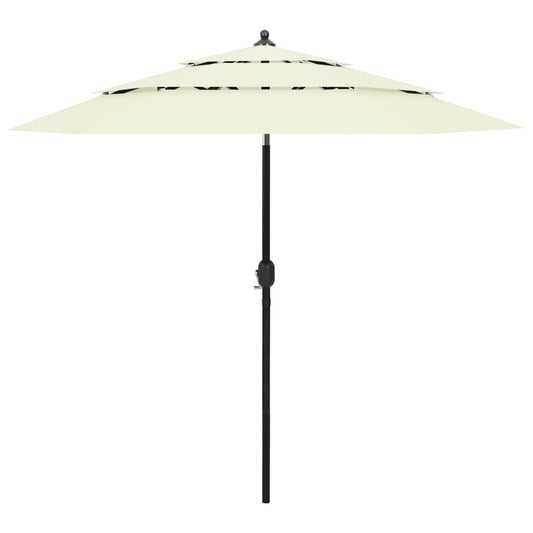 Parasol 3-laags met aluminium paal 2,5 m zandkleurig