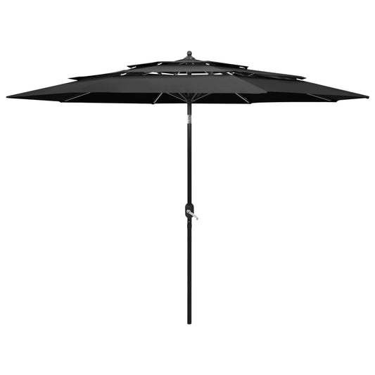 Parasol 3-laags met aluminium paal 3 m antracietkleurig