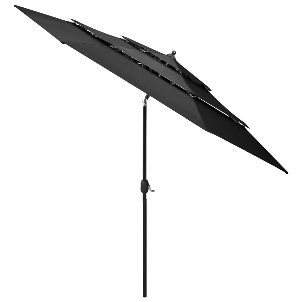 Parasol 3-laags met aluminium paal 3 m antracietkleurig