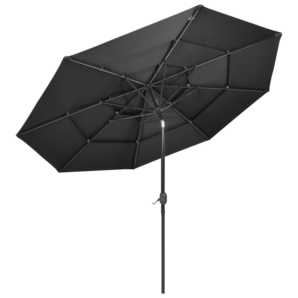 Parasol 3-laags met aluminium paal 3 m antracietkleurig