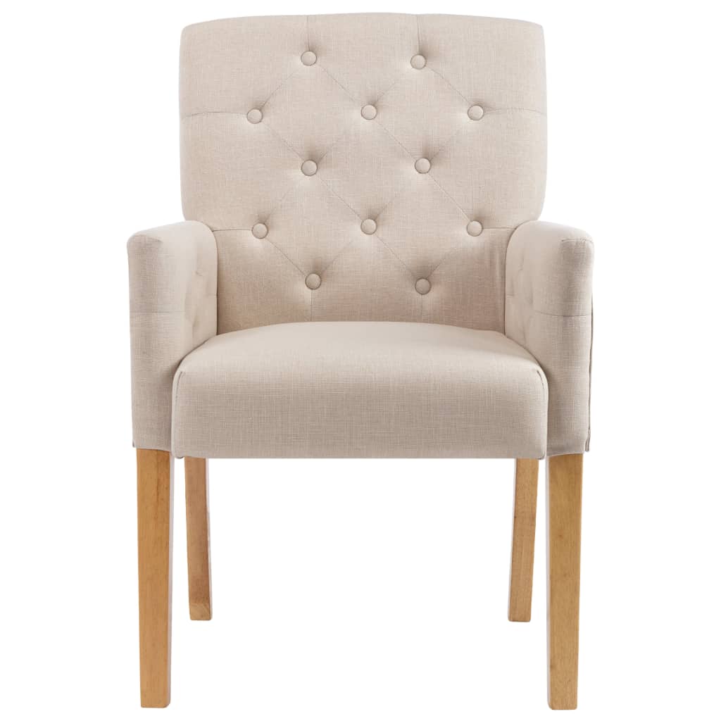 Eetkamerstoelen met armleuningen 6 st stof beige