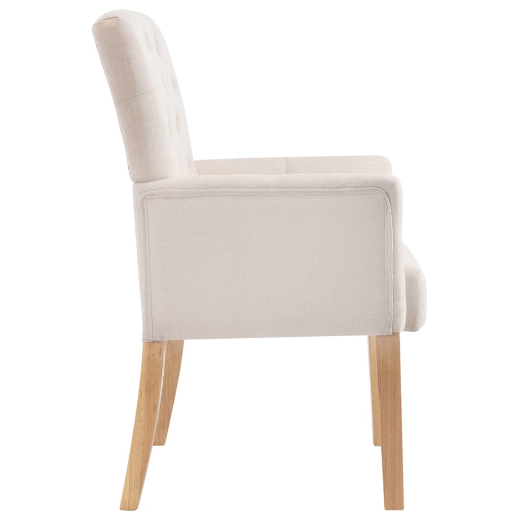 Eetkamerstoelen met armleuningen 6 st stof beige