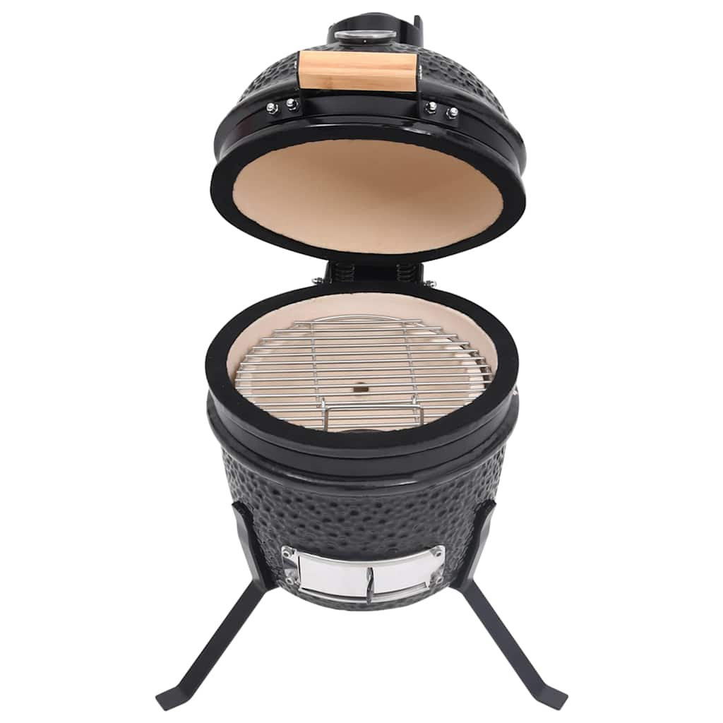 Kamado barbecue 2-in-1 56 cm keramiek zwart