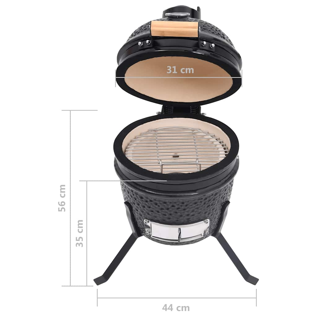 Kamado barbecue 2-in-1 56 cm keramiek zwart