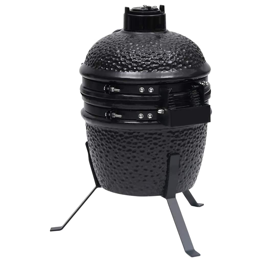 Kamado barbecue 2-in-1 56 cm keramiek zwart