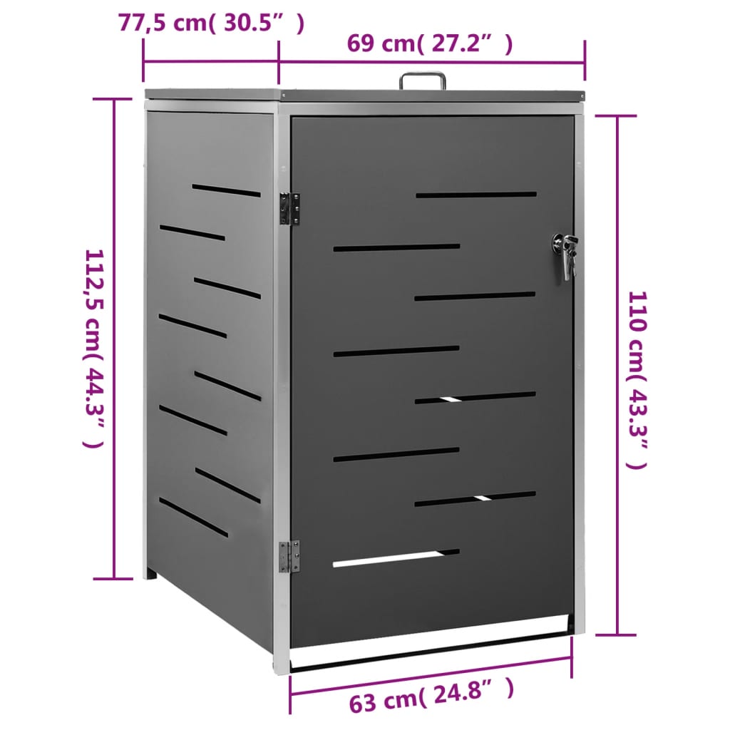 Containerberging enkel 69x77,5x112,5 cm roestvrij staal