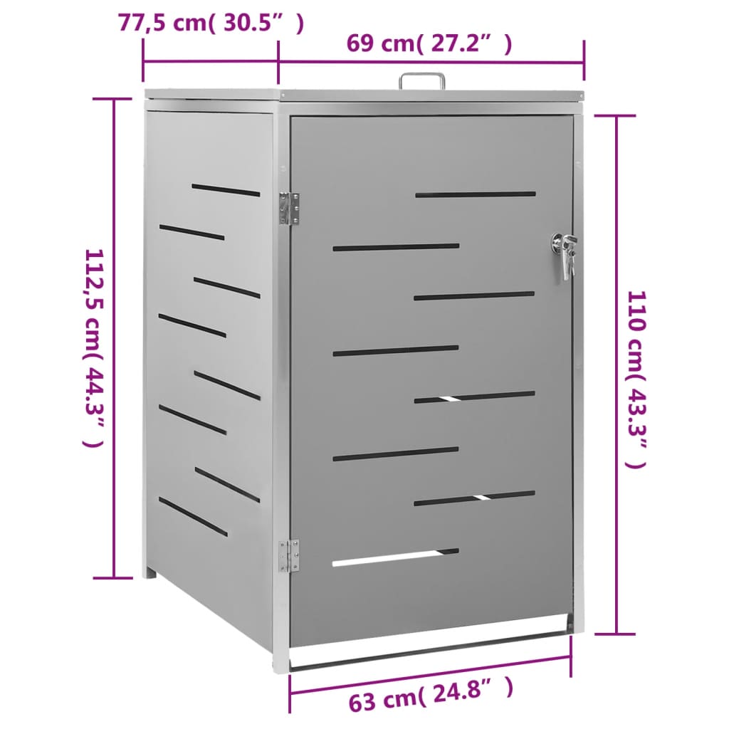 Containerberging enkel 69x77,5x112,5 cm roestvrij staal