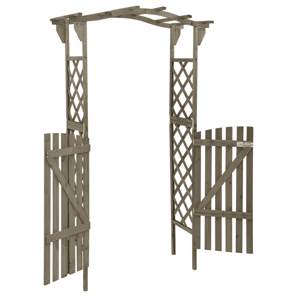 Pergola met poort 116x40x204 cm massief vurenhout grijs