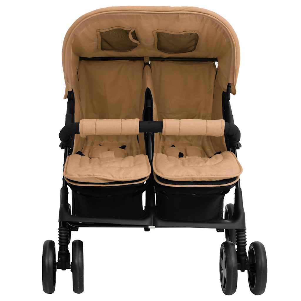 Tweelingkinderwagen staal taupe