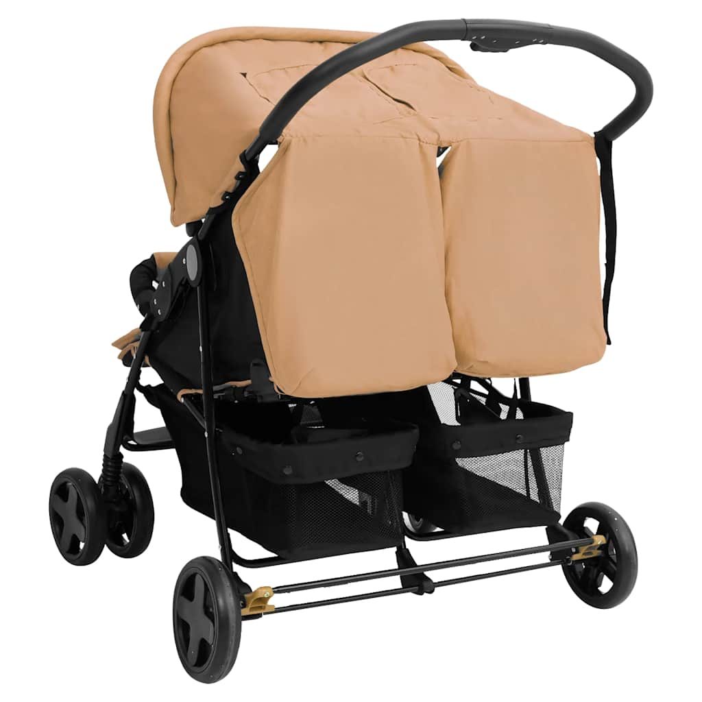 Tweelingkinderwagen staal taupe