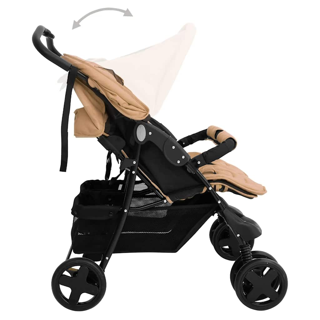 Tweelingkinderwagen staal taupe