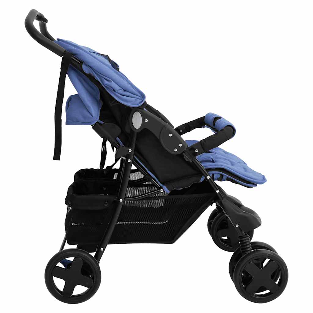 Tweelingkinderwagen staal marineblauw