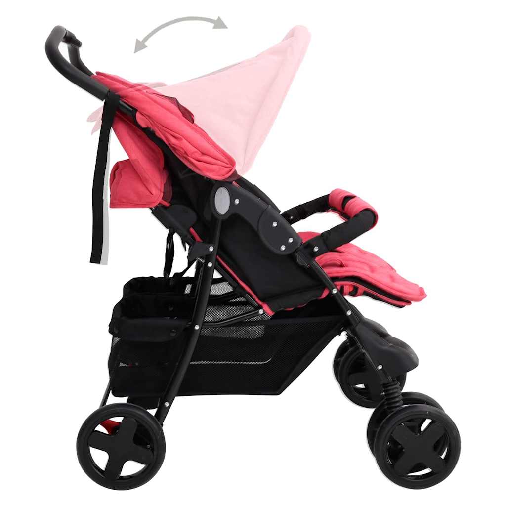 Tweelingkinderwagen staal rood