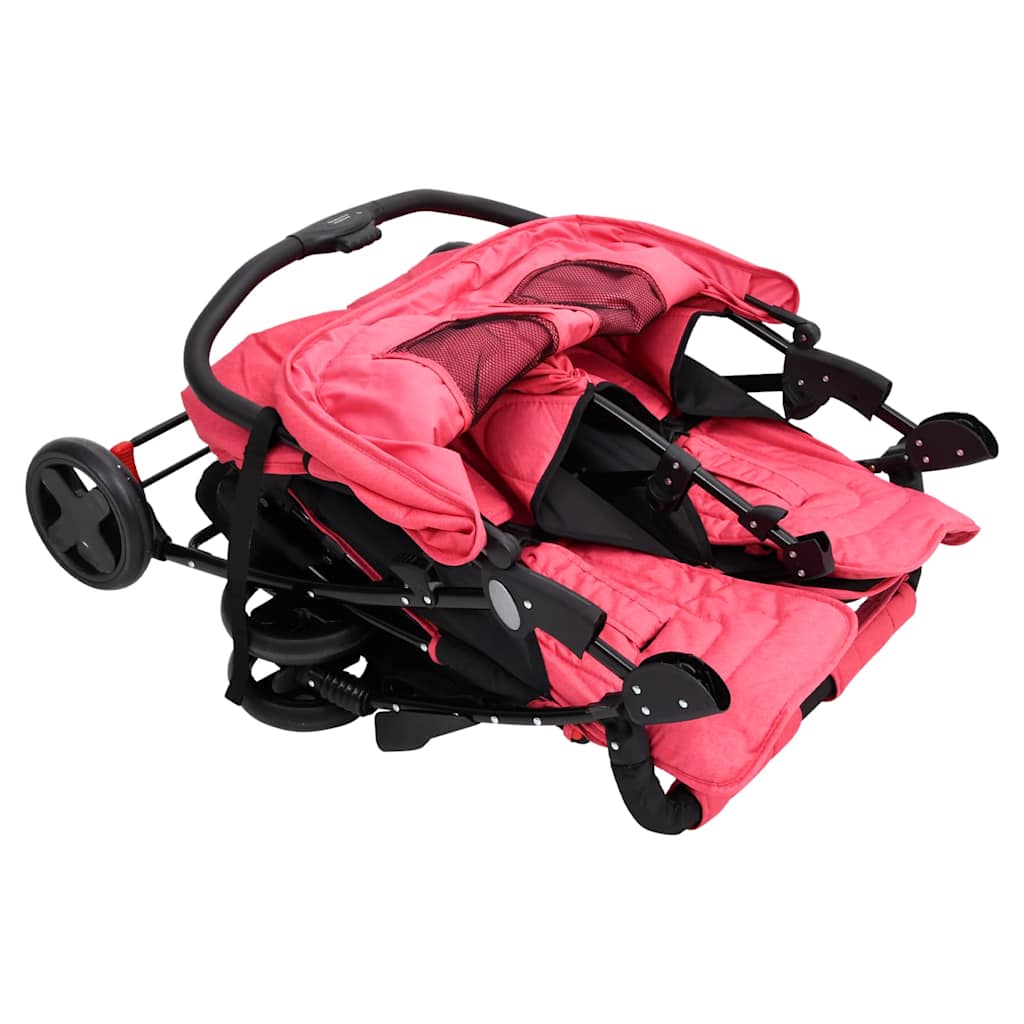 Tweelingkinderwagen staal rood