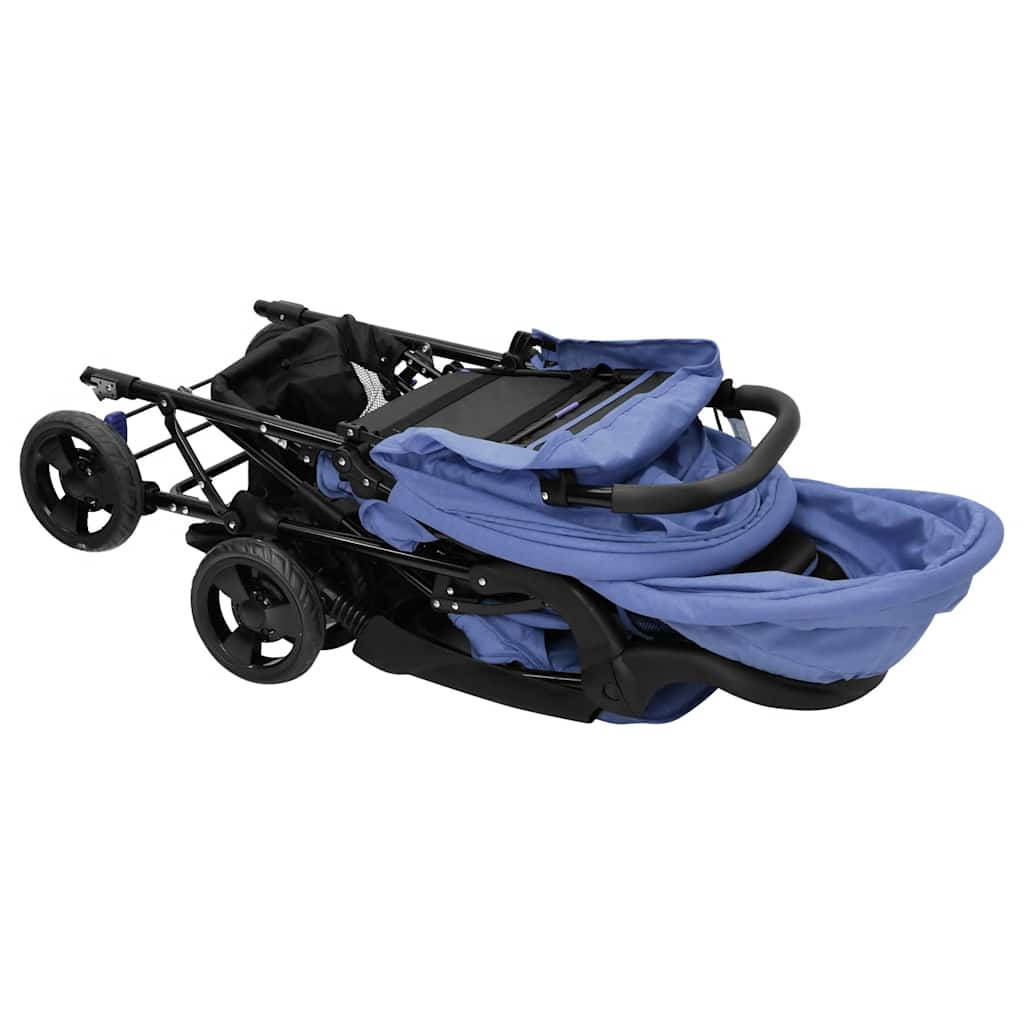 Tweelingkinderwagen tandem staal marineblauw