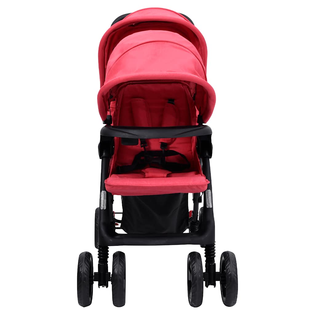 Tweelingkinderwagen tandem staal rood