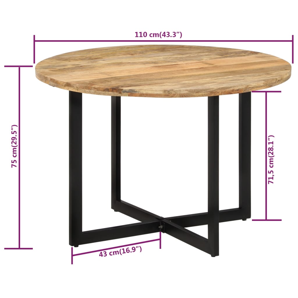 Eettafel 110x75 cm massief mangohout