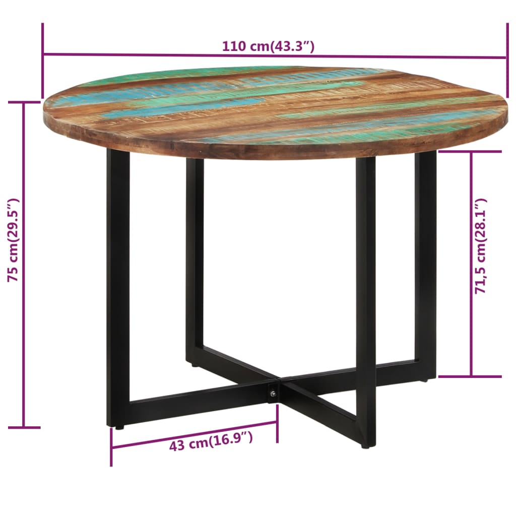 Eettafel 110x75 cm massief gerecycled hout