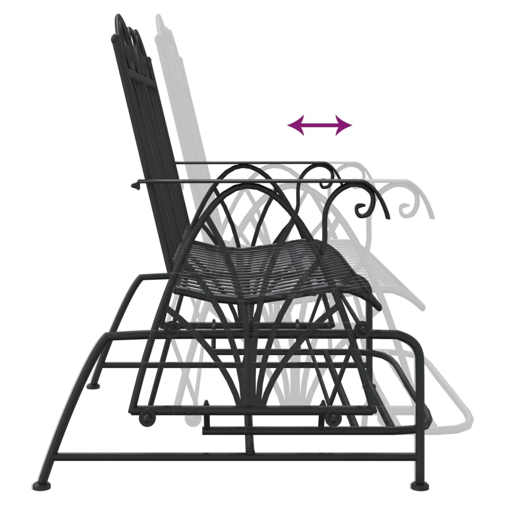 Schommelbank 2-zits 114 cm staal zwart