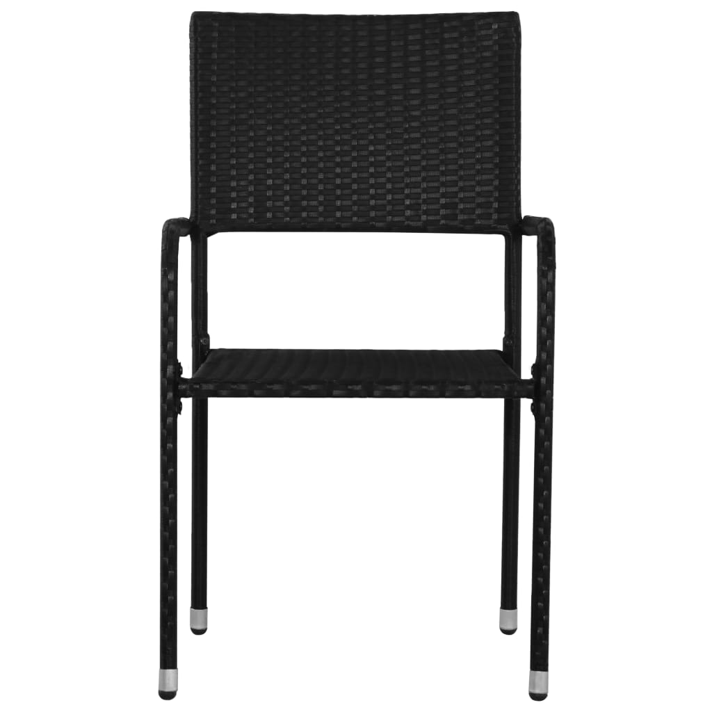 Tuinstoelen 2 st stapelbaar poly rattan zwart