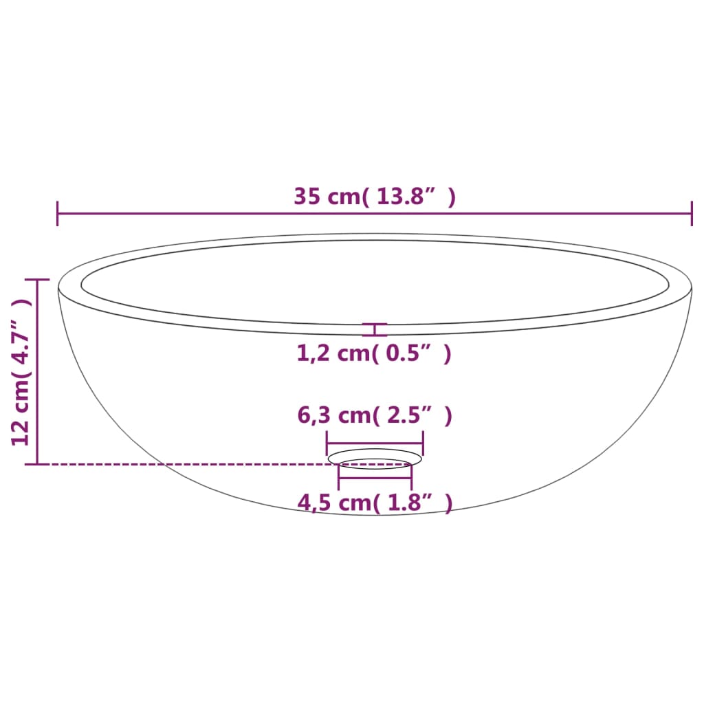 Wasbak 35x12 cm gehard glas mat