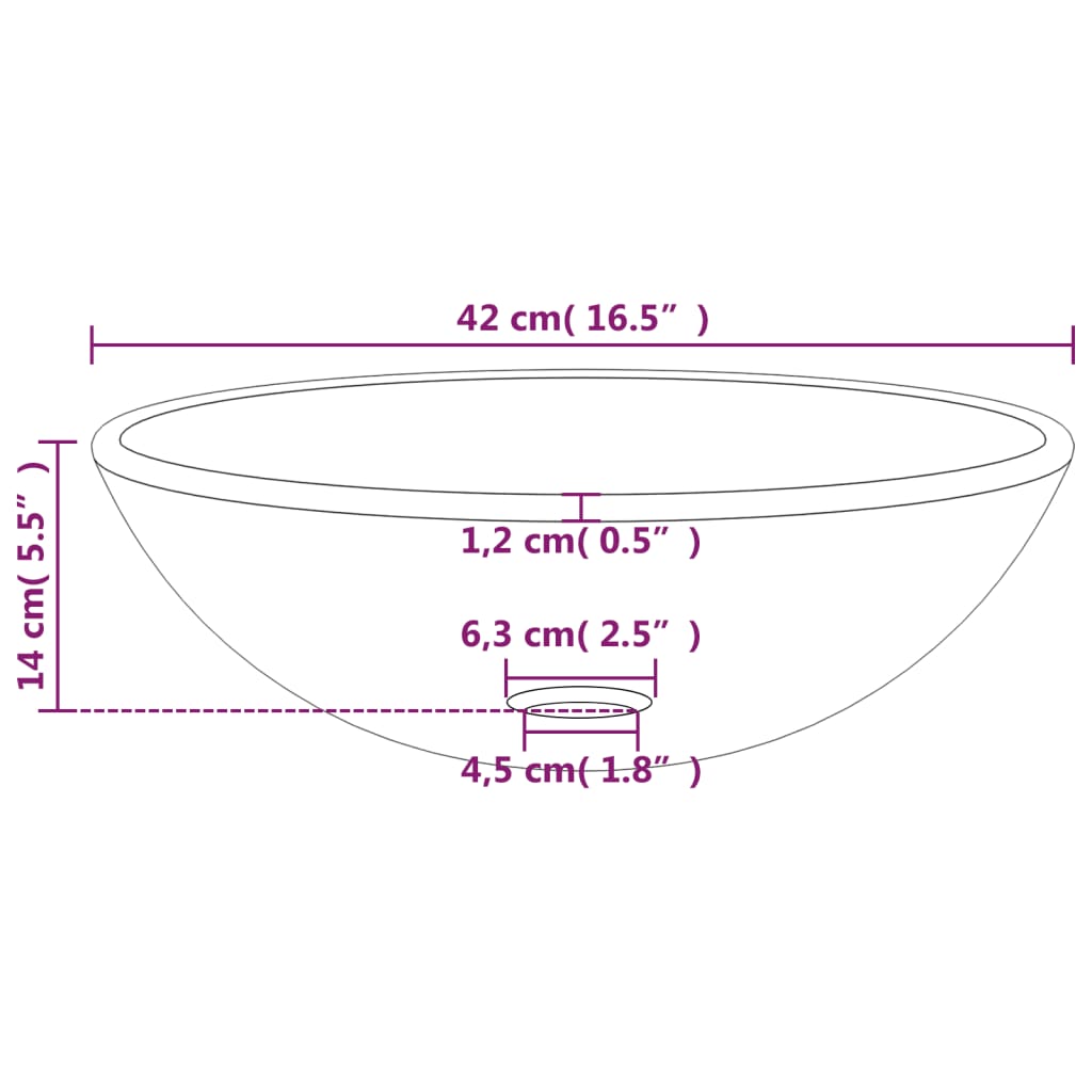 Wasbak 42x14 cm gehard glas wit