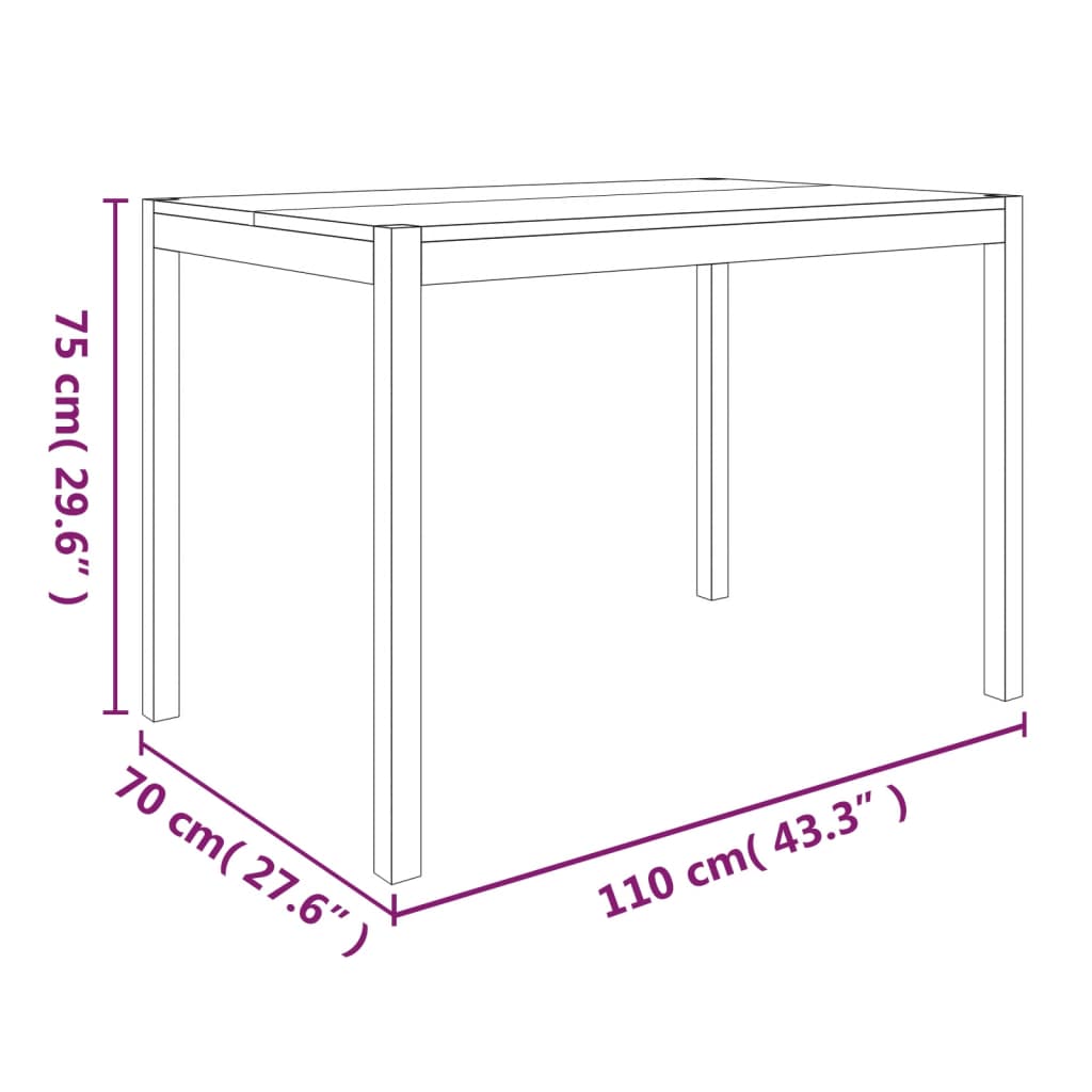 Eettafel 110x70x75 cm massief acaciahout