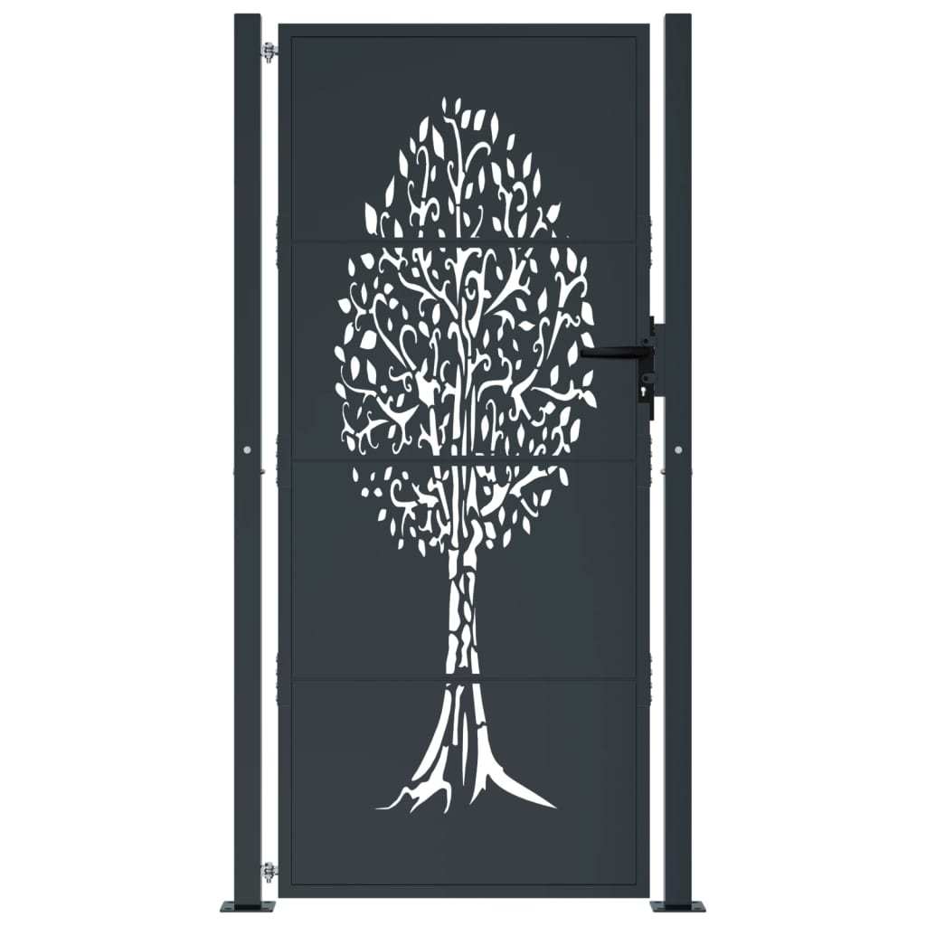 Poort 105x205 cm met boomontwerp staal antracietkleurig