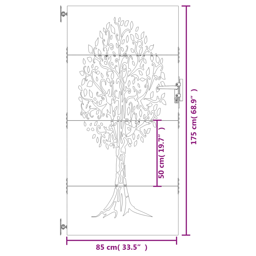 Poort 85x175 cm boomontwerp cortenstaal