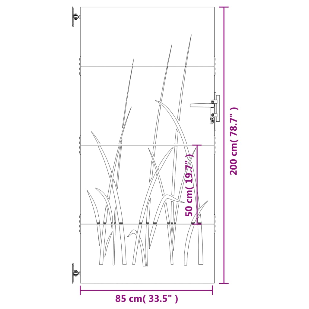 Poort 85x200 cm grasontwerp cortenstaal