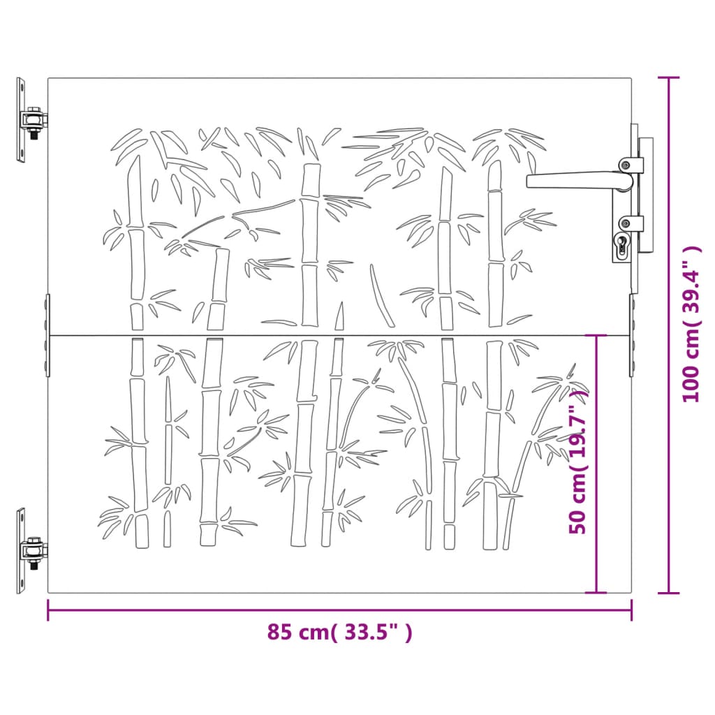 Poort 85x100 cm bamboe-ontwerp cortenstaal