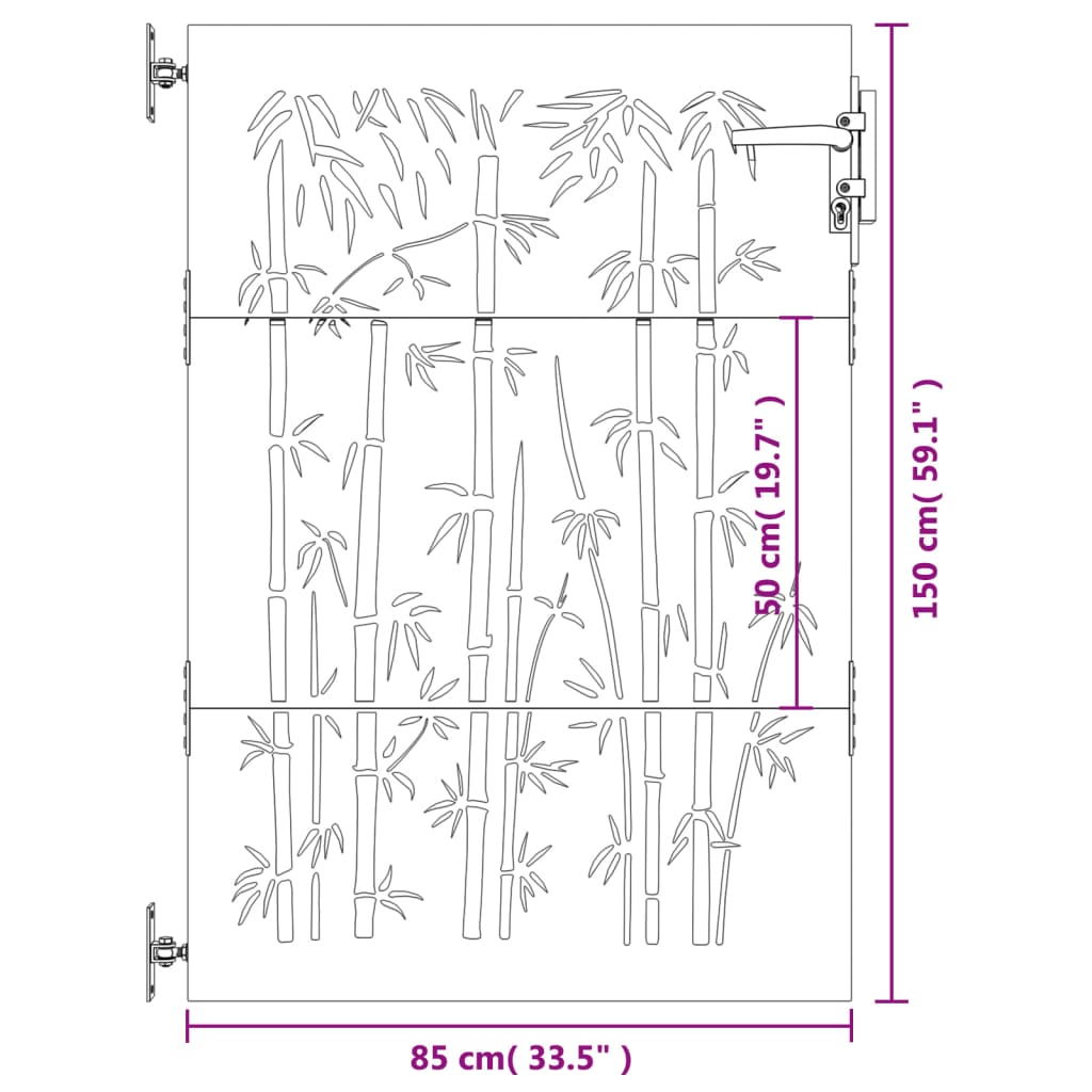 Poort 85x150 cm bamboe-ontwerp cortenstaal