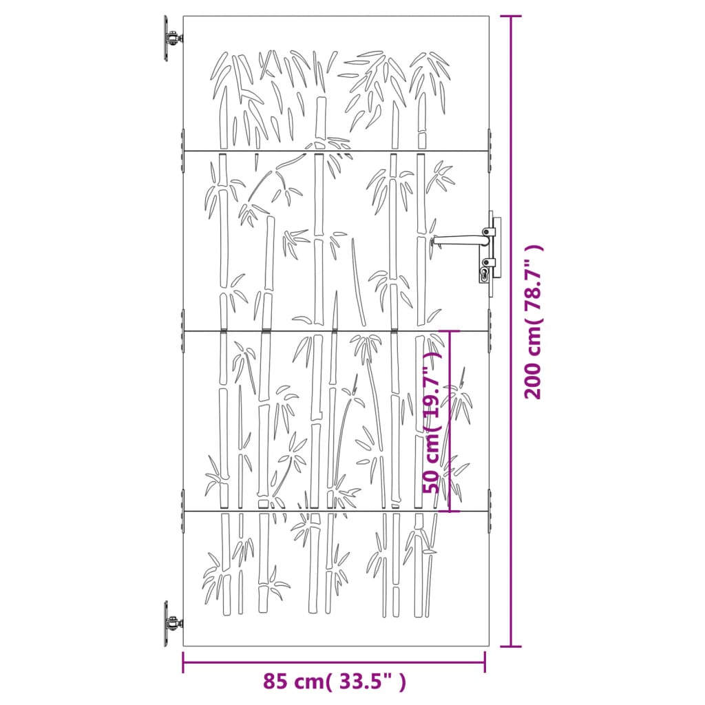 Poort 85x200 cm bamboe-ontwerp cortenstaal