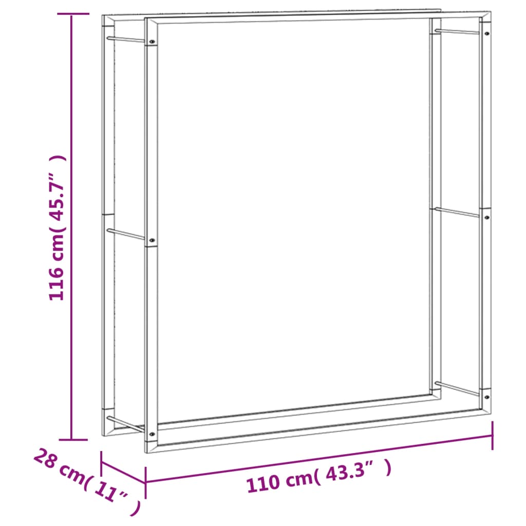 Haardhoutrek 110x28x116 cm roestvrij staal