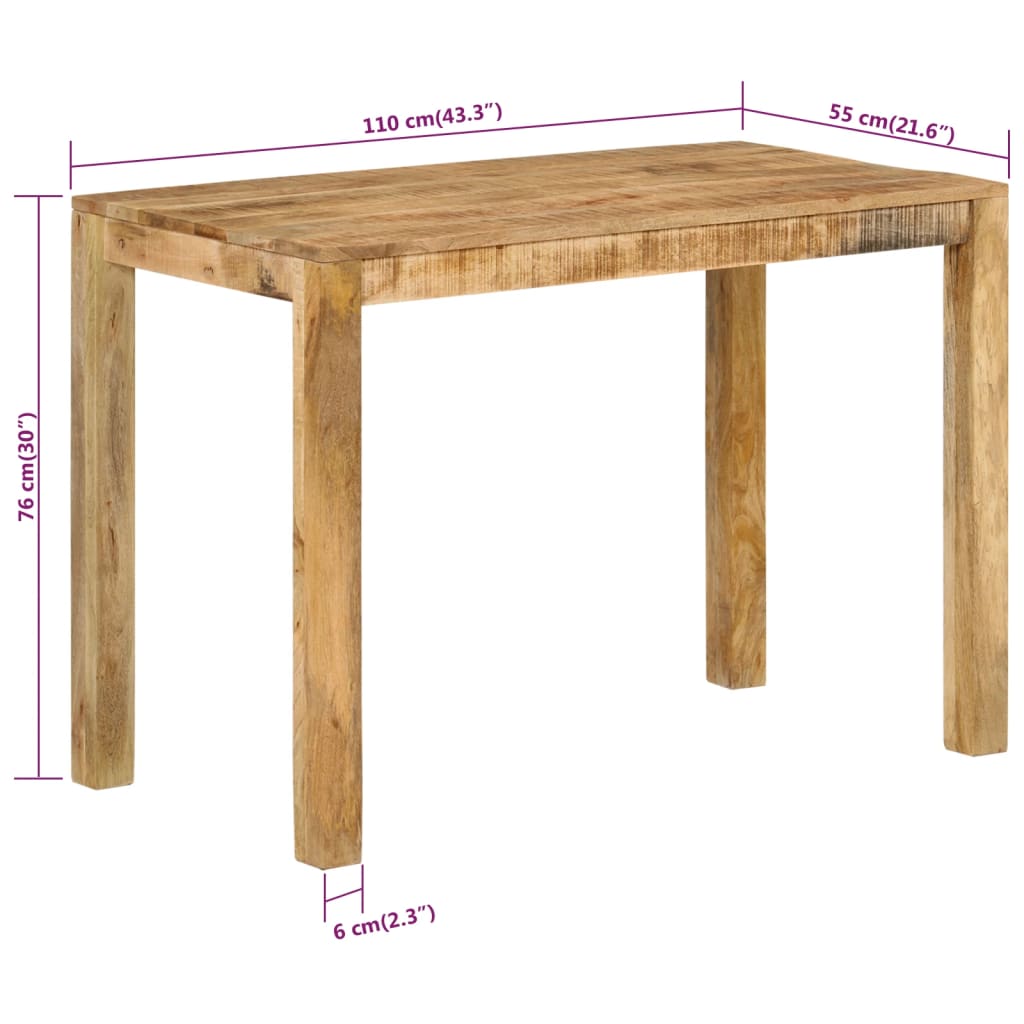 Eettafel 110x55x76 cm massief mangohout