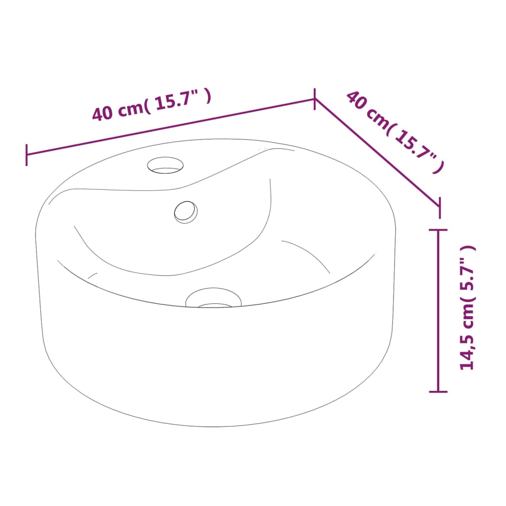 Wasbak 40x14,5 cm rond keramiek wit