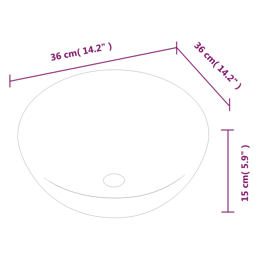 Wasbak 36x15 cm rond keramiek wit