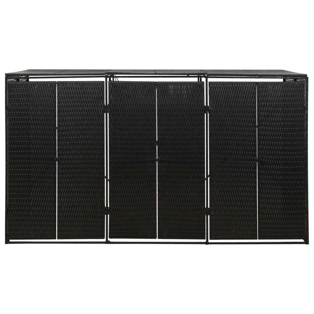 Containerberging driedubbel 207x80x117 cm poly rattan zwart