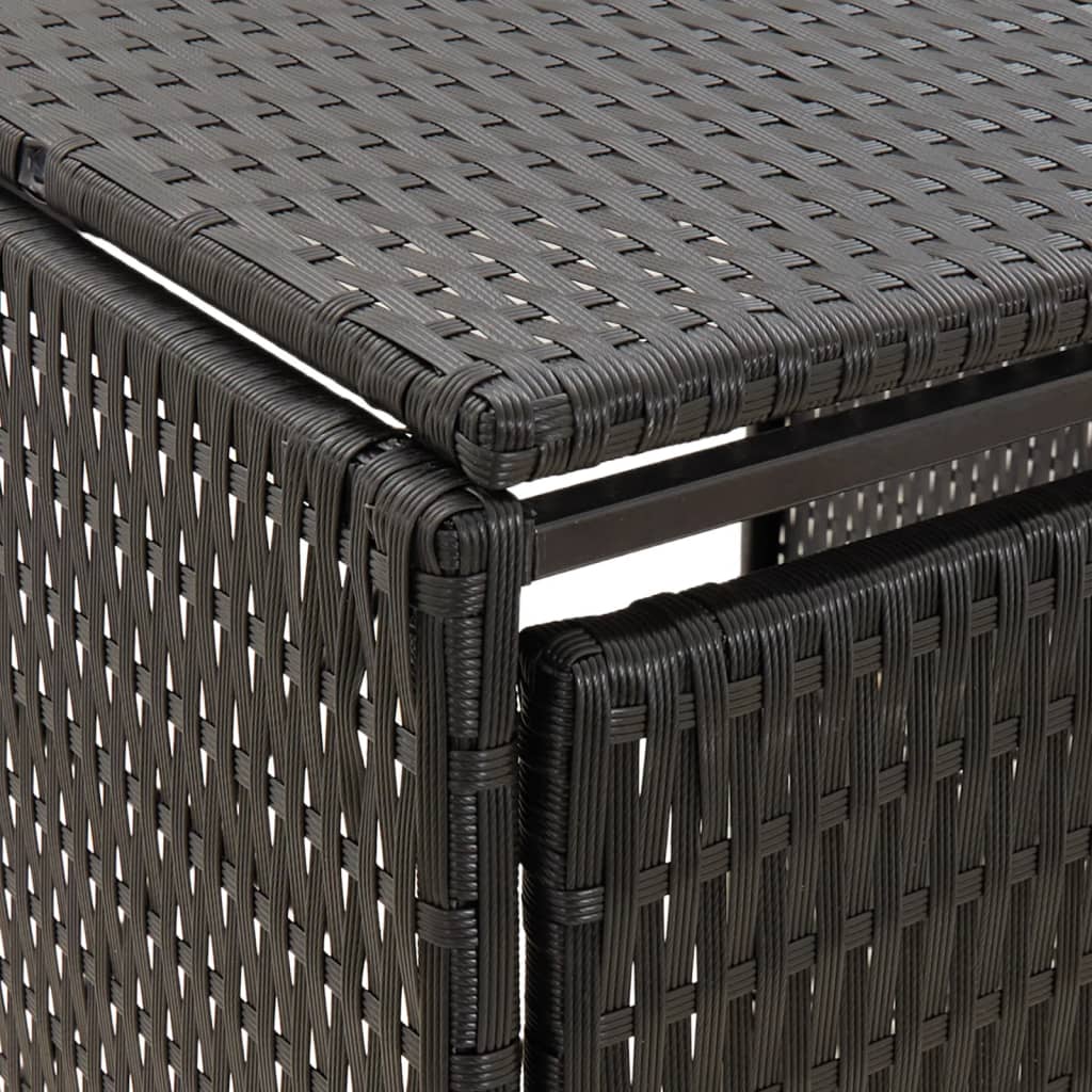 Containerberging driedubbel 207x80x117 cm poly rattan zwart