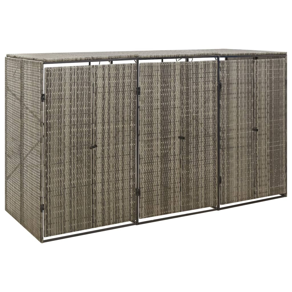 Containerberging driedubbel 207x80x117 cm poly rattan grijs