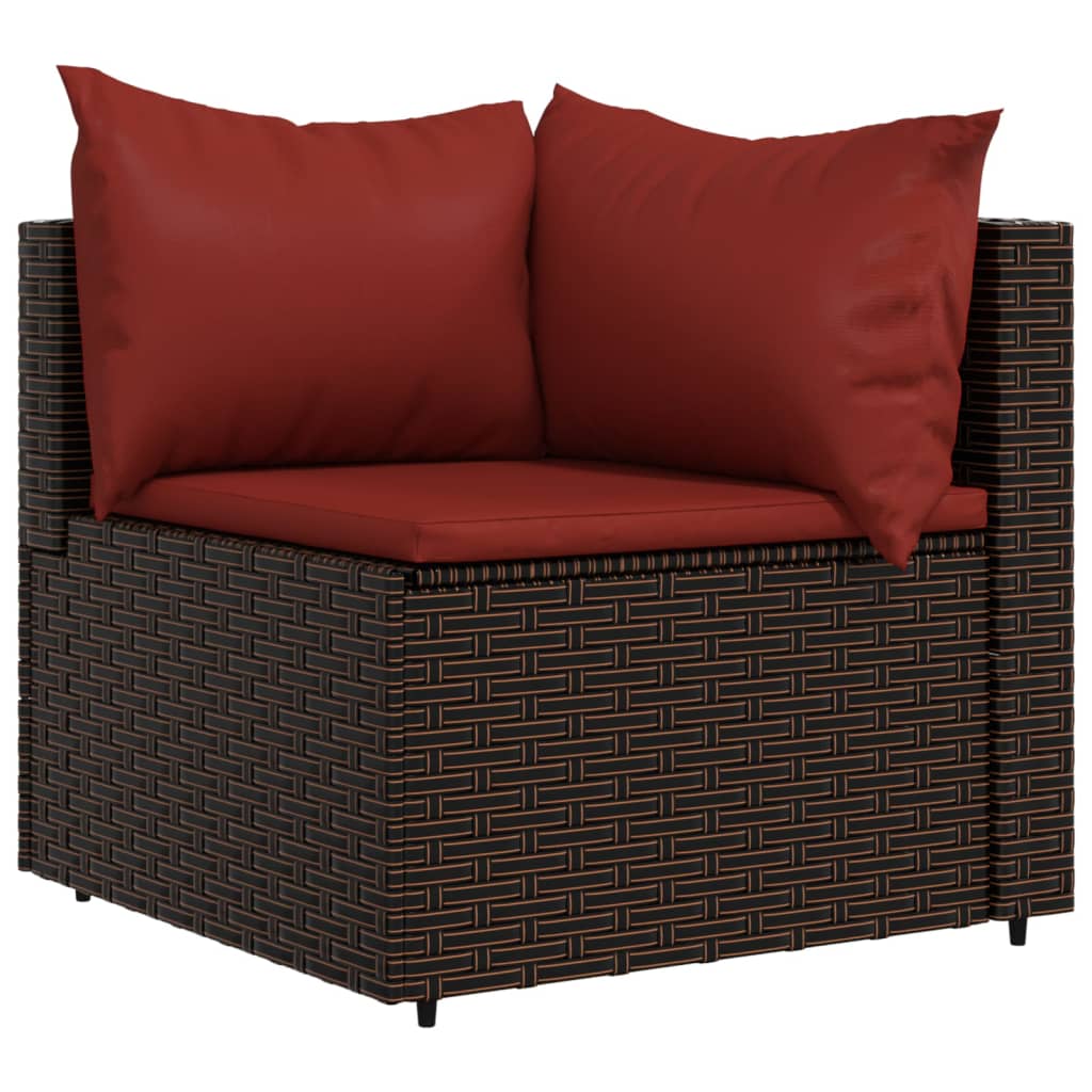 4-delige Loungeset met kussens poly rattan bruin