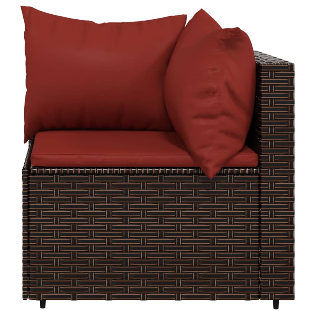 4-delige Loungeset met kussens poly rattan bruin