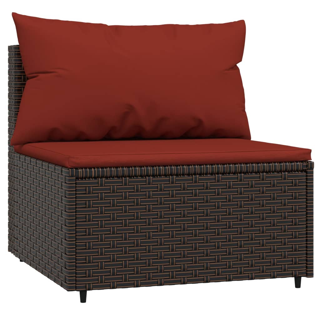 4-delige Loungeset met kussens poly rattan bruin