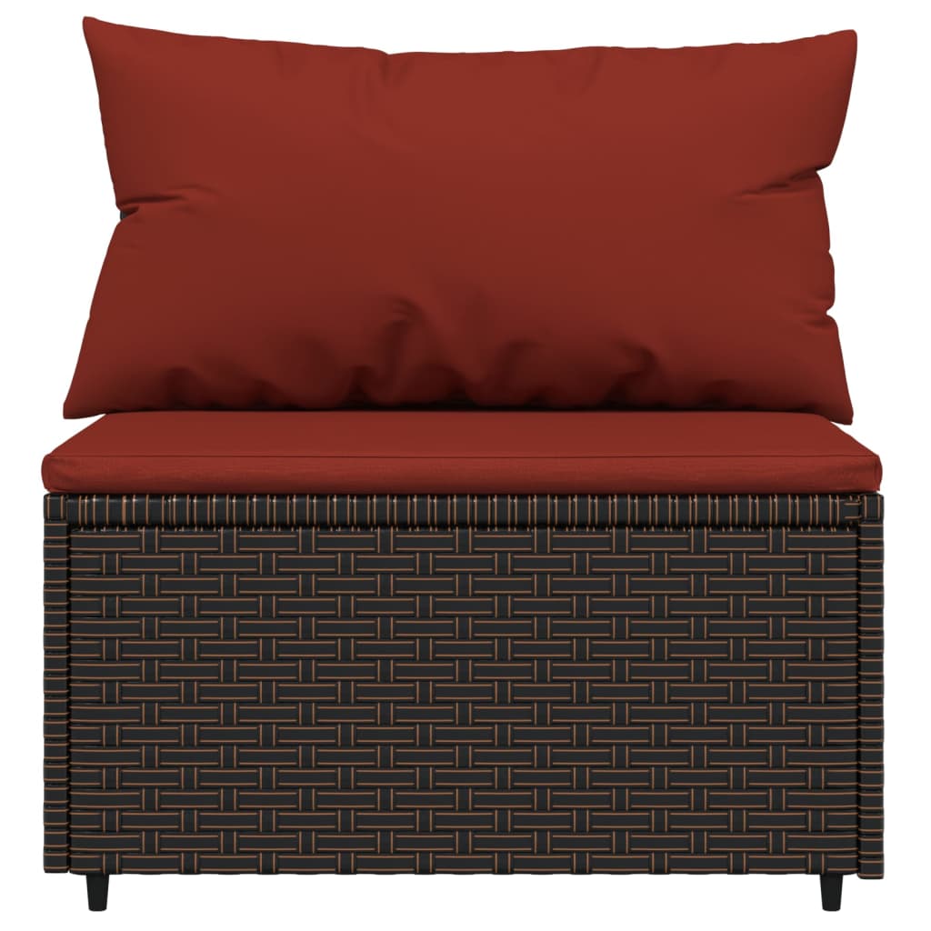 4-delige Loungeset met kussens poly rattan bruin