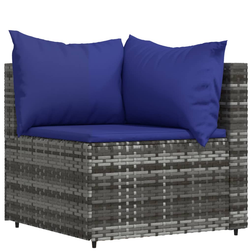 4-delige Loungeset met kussens poly rattan grijs