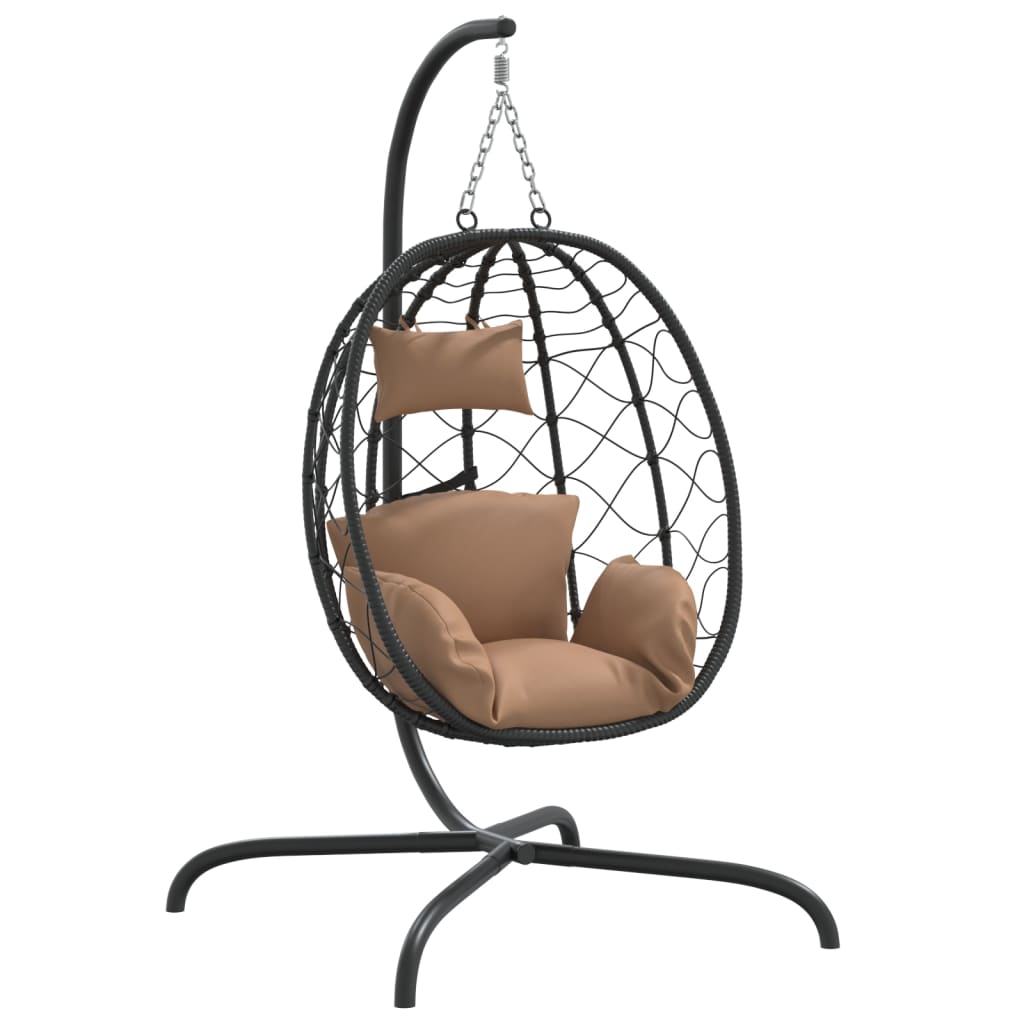 Hangstoel met kussen poly rattan en staal taupe