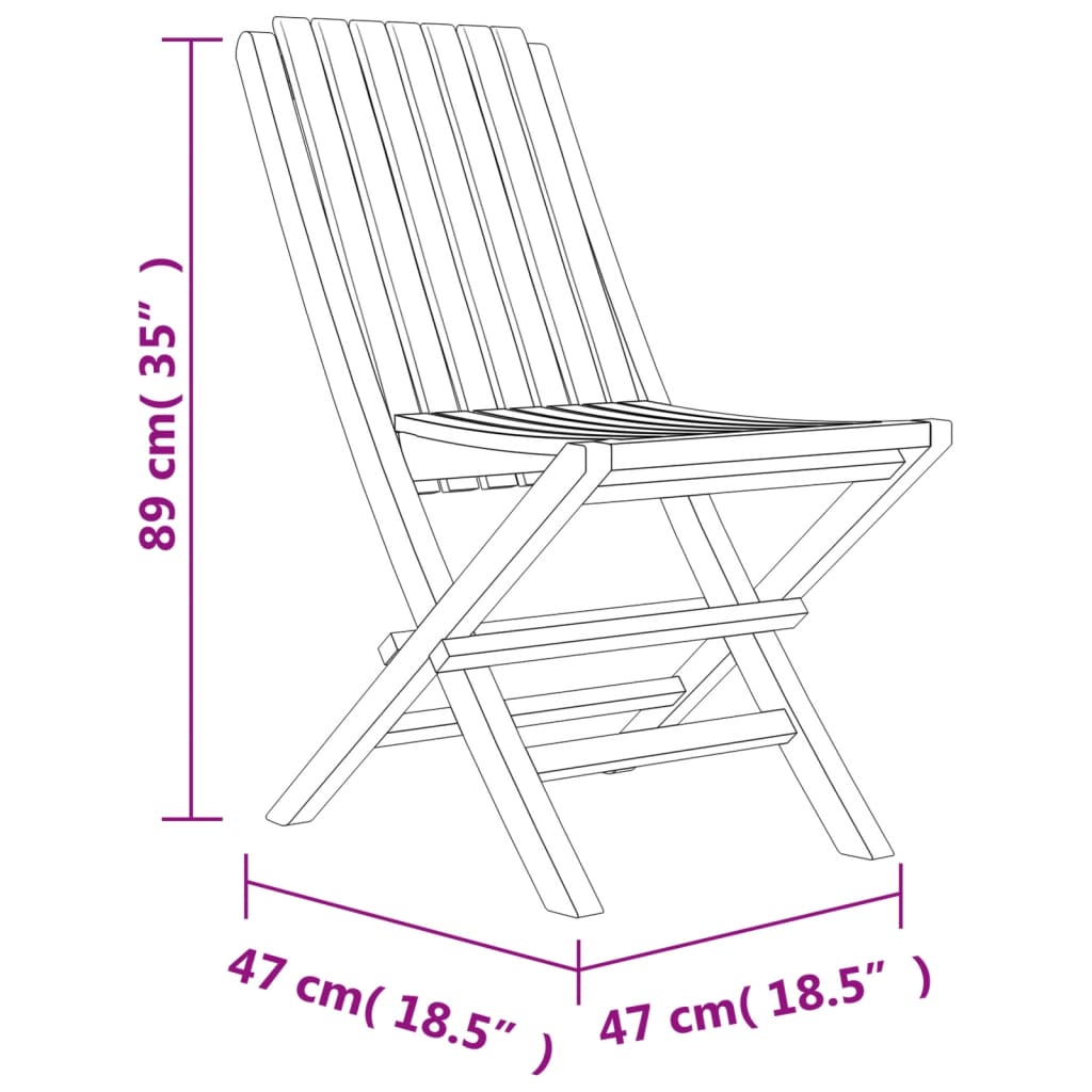 Tuinstoelen inklapbaar 2 st 47x47x89 cm massief teakhout